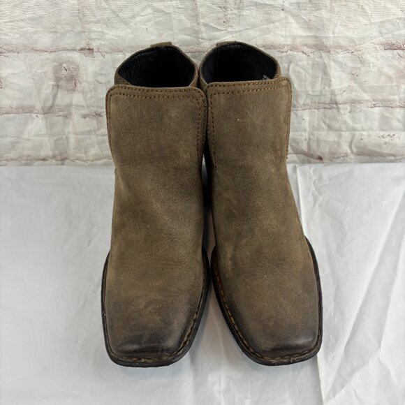 Born Women's 6 Rascal Brown Leather Pull-on Heel Ankle Booties - Picture 10 of 13